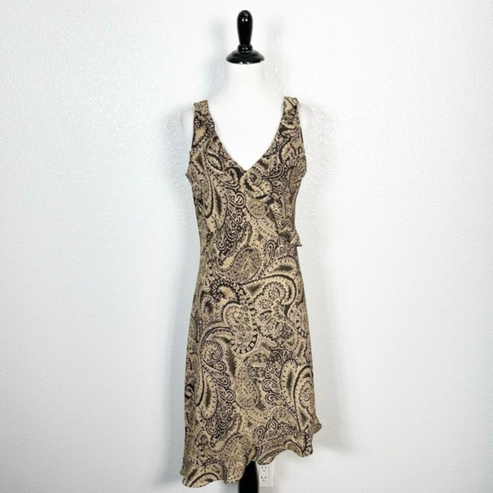 DBY Vintage 90s Y2K Fairy Grunge Paisley Asymmetrical Ruffle Midi‎ Dress 11/12